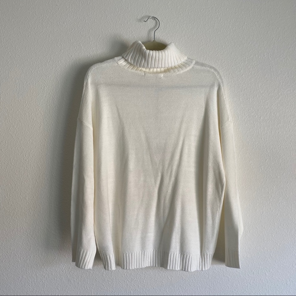 E Hyphen World Gallery White Turtleneck Sweater - Picture 2 of 4